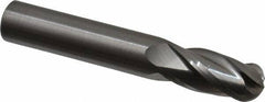 OSG - 12mm Diam, 25mm LOC, 4 Flute Solid Carbide Ball End Mill - Uncoated, Single End, 76mm OAL, 12mm Shank Diam, Spiral Flute - Eagle Tool & Supply