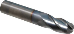OSG - 5/8" Diam, 1-1/4" LOC, 4 Flute Solid Carbide Ball End Mill - TiCN Finish, Single End, 3-1/2" OAL, 5/8" Shank Diam, Spiral Flute - Eagle Tool & Supply