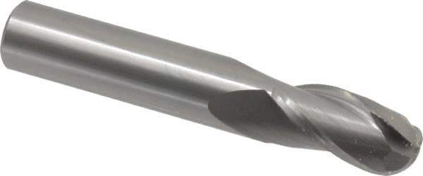 OSG - 1/2" Diam, 1" LOC, 3 Flute Solid Carbide Ball End Mill - Uncoated, Single End, 3" OAL, 1/2" Shank Diam, Spiral Flute - Eagle Tool & Supply