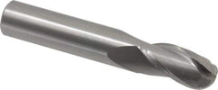 OSG - 1/2" Diam, 1" LOC, 3 Flute Solid Carbide Ball End Mill - Uncoated, Single End, 3" OAL, 1/2" Shank Diam, Spiral Flute - Eagle Tool & Supply