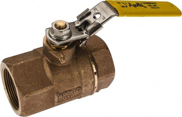 Apollo - 1-1/2" Pipe, Standard Port, Bronze Standard Ball Valve - 2 Piece, NPT Ends, Locking Lever Handle, 600 WOG, 150 WSP - Eagle Tool & Supply