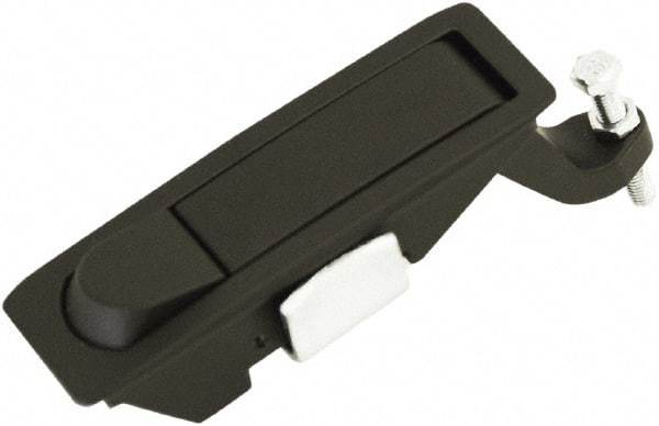 Made in USA - 4.29" Long x 1.61" Wide x 3.31" High, Lever Latch - Zinc Plated Steel, with Black Powder Coat Finish - Eagle Tool & Supply