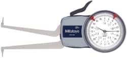 Mitutoyo - 1.6 to 2.4" Inside Dial Caliper Gage - 0.0005" Graduation, 0.0015" Accuracy, 3.3" Leg Length, 0.31" Deep x 0.06" Wide Groove, Ball Contact Points - Eagle Tool & Supply