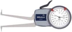 Mitutoyo - 1.6 to 2.4" Inside Dial Caliper Gage - 0.0005" Graduation, 0.0015" Accuracy, 3.3" Leg Length, 0.31" Deep x 0.06" Wide Groove, Ball Contact Points - Eagle Tool & Supply