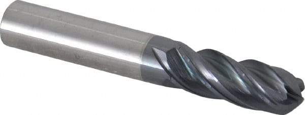 Accupro - 3/8" Diam, 1" LOC, 4 Flute Solid Carbide Ball End Mill - nACRo Finish, Single End, 2-1/2" OAL, 3/8" Shank Diam, Spiral Flute - Eagle Tool & Supply