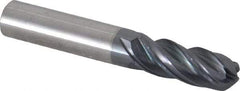 Accupro - 3/8" Diam, 1" LOC, 4 Flute Solid Carbide Ball End Mill - nACRo Finish, Single End, 2-1/2" OAL, 3/8" Shank Diam, Spiral Flute - Eagle Tool & Supply