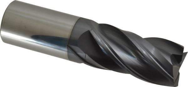 Accupro - 1", 2" LOC, 1" Shank Diam, 4" OAL, 4 Flute, Solid Carbide Square End Mill - Single End, nACRo Finish, Spiral Flute, Variable° Helix, Centercutting, Right Hand Cut, Right Hand Flute - Eagle Tool & Supply