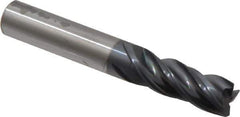 Accupro - 3/8", 4 Flute, Single End, Solid Carbide, Corner Chamfer End Mill - 2-1/2" OAL, Right Hand Flute, 1" LOC, Right Hand Cut - Eagle Tool & Supply