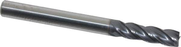 Accupro - 3/16", 5/8" LOC, 3/16" Shank Diam, 2" OAL, 4 Flute, Solid Carbide Square End Mill - Single End, nACRo Finish, Spiral Flute, Variable° Helix, Centercutting, Right Hand Cut, Right Hand Flute - Eagle Tool & Supply