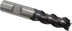 Accupro - 5/8", 1-5/8" LOC, 5/8" Shank Diam, 3-3/4" OAL, 3 Flute, Powdered Metal Square End Mill - Single End, TiAlN Finish, Spiral Flute, 45° Helix, Centercutting, Right Hand Cut, Right Hand Flute - Eagle Tool & Supply
