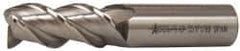 Accupro - 3/4", 1-5/8" LOC, 3/4" Shank Diam, 3-7/8" OAL, 3 Flute, Powdered Metal Square End Mill - Single End, Uncoated, Spiral Flute, 45° Helix, Centercutting, Right Hand Cut, Right Hand Flute - Eagle Tool & Supply
