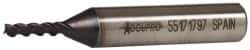 Accupro - 1/8", 3/8" LOC, 3/8" Shank Diam, 2-5/16" OAL, 3 Flute, Powdered Metal Square End Mill - Single End, TiAlN Finish, Spiral Flute, 45° Helix, Centercutting, Right Hand Cut, Right Hand Flute - Eagle Tool & Supply
