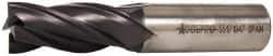 Accupro - 3/4", 1-5/8" LOC, 3/4" Shank Diam, 3-7/8" OAL, 4 Flute, Powdered Metal Square End Mill - Single End, TiAlN Finish, Spiral Flute, 30° Helix, Centercutting, Right Hand Cut, Right Hand Flute - Eagle Tool & Supply