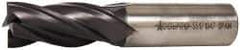 Accupro - 3/4", 1-5/8" LOC, 3/4" Shank Diam, 3-7/8" OAL, 4 Flute, Powdered Metal Square End Mill - Single End, TiAlN Finish, Spiral Flute, 30° Helix, Centercutting, Right Hand Cut, Right Hand Flute - Eagle Tool & Supply