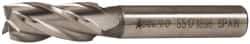 Accupro - 7/16", 1" LOC, 3/8" Shank Diam, 2-11/16" OAL, 4 Flute, Powdered Metal Square End Mill - Single End, Uncoated, Spiral Flute, 30° Helix, Centercutting, Right Hand Cut, Right Hand Flute - Eagle Tool & Supply