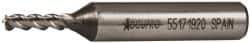 Accupro - 5/32", 3/8" LOC, 3/8" Shank Diam, 2-3/8" OAL, 3 Flute, Powdered Metal Square End Mill - Single End, Uncoated, Spiral Flute, 45° Helix, Centercutting, Right Hand Cut, Right Hand Flute - Eagle Tool & Supply