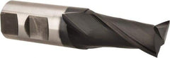 Accupro - 1", 1-5/8" LOC, 1" Shank Diam, 4-1/8" OAL, 2 Flute, Powdered Metal Square End Mill - Single End, TiAlN Finish, Spiral Flute, 30° Helix, Centercutting, Right Hand Cut, Right Hand Flute - Eagle Tool & Supply
