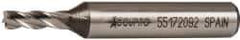 Accupro - 3/16", 1/2" LOC, 3/8" Shank Diam, 2-3/8" OAL, 4 Flute, Powdered Metal Square End Mill - Single End, Uncoated, Spiral Flute, 30° Helix, Centercutting, Right Hand Cut, Right Hand Flute - Eagle Tool & Supply