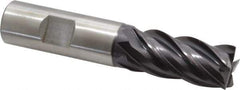Accupro - 3/4", 1-5/8" LOC, 3/4" Shank Diam, 3-7/8" OAL, 4 Flute, Powdered Metal Square End Mill - Single End, TiAlN Finish, Spiral Flute, Variable° Helix, Centercutting, Right Hand Cut, Right Hand Flute - Eagle Tool & Supply