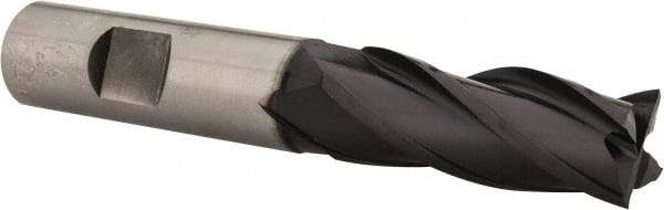 Accupro - 5/8", 1-5/8" LOC, 5/8" Shank Diam, 3-3/4" OAL, 4 Flute, Powdered Metal Square End Mill - Single End, TiAlN Finish, Spiral Flute, 30° Helix, Centercutting, Right Hand Cut, Right Hand Flute - Eagle Tool & Supply
