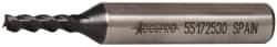 Accupro - 5/32", 3/8" LOC, 3/8" Shank Diam, 2-3/8" OAL, 3 Flute, Powdered Metal Square End Mill - Single End, TiAlN Finish, Spiral Flute, 45° Helix, Centercutting, Right Hand Cut, Right Hand Flute - Eagle Tool & Supply