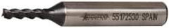 Accupro - 5/32", 3/8" LOC, 3/8" Shank Diam, 2-3/8" OAL, 3 Flute, Powdered Metal Square End Mill - Single End, TiAlN Finish, Spiral Flute, 45° Helix, Centercutting, Right Hand Cut, Right Hand Flute - Eagle Tool & Supply
