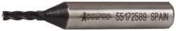 Accupro - 1/8", 3/8" LOC, 3/8" Shank Diam, 2-5/16" OAL, 4 Flute, Powdered Metal Square End Mill - Single End, TiAlN Finish, Spiral Flute, 30° Helix, Centercutting, Right Hand Cut, Right Hand Flute - Eagle Tool & Supply