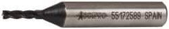 Accupro - 1/8", 3/8" LOC, 3/8" Shank Diam, 2-5/16" OAL, 4 Flute, Powdered Metal Square End Mill - Single End, TiAlN Finish, Spiral Flute, 30° Helix, Centercutting, Right Hand Cut, Right Hand Flute - Eagle Tool & Supply