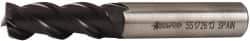 Accupro - 1/2", 1-1/4" LOC, 1/2" Shank Diam, 3-1/4" OAL, 3 Flute, Powdered Metal Square End Mill - Single End, TiAlN Finish, Spiral Flute, 45° Helix, Centercutting, Right Hand Cut, Right Hand Flute - Eagle Tool & Supply