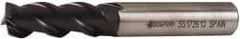 Accupro - 1/2", 1-1/4" LOC, 1/2" Shank Diam, 3-1/4" OAL, 3 Flute, Powdered Metal Square End Mill - Single End, TiAlN Finish, Spiral Flute, 45° Helix, Centercutting, Right Hand Cut, Right Hand Flute - Eagle Tool & Supply