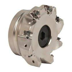 Seco - 8 Inserts, 4" Cut Diam, 1-1/2" Arbor Diam, 0.295" Max Depth of Cut, Indexable Square-Shoulder Face Mill - 0/90° Lead Angle, 1.97" High, XNEX 0806.. Insert Compatibility, Through Coolant, Series Square 6 - Eagle Tool & Supply