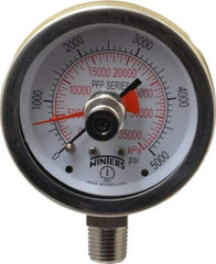 Winters - 2-1/2" Dial, 1/4 Thread, 0-5,000 Scale Range, Pressure Gauge - Lower Connection Mount, Accurate to 1% of Scale - Eagle Tool & Supply