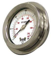 Winters - 2-1/2" Dial, 1/4 Thread, 0-30 Scale Range, Pressure Gauge - Front Flange Panel Mount, Center Back Connection Mount, Accurate to 1.6% of Scale - Eagle Tool & Supply