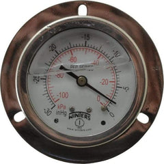 Winters - 2-1/2" Dial, 1/4 Thread, 30 Scale Range, Pressure Gauge - Front Flange Panel Mount, Center Back Connection Mount, Accurate to 1.6% of Scale - Eagle Tool & Supply