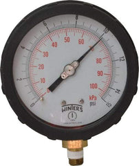 Winters - 4" Dial, 1/4 Thread, 0-15 Scale Range, Pressure Gauge - Lower Connection Mount, Accurate to 1% of Scale - Eagle Tool & Supply