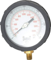 Winters - 4" Dial, 1/4 Thread, 0-300 Scale Range, Pressure Gauge - Lower Connection Mount, Accurate to 1% of Scale - Eagle Tool & Supply