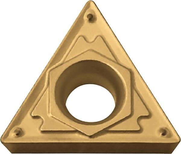 Kyocera - TCMT32.51 HQ Grade PV720 Cermet Turning Insert - TiCN (Megacoat Nano) Finish, 60° Triangle, 3/8" Inscr Circle, 5/32" Thick, 1/64" Corner Radius - Eagle Tool & Supply