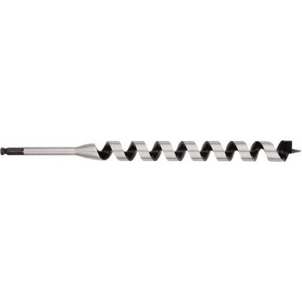 Irwin - 1-1/4", 7/16" Diam Hex Shank, 17" Overall Length with 15" Twist, Ship Auger Bit - Eagle Tool & Supply