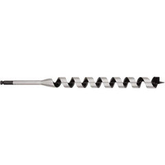 Irwin - 1-1/4", 7/16" Diam Hex Shank, 17" Overall Length with 15" Twist, Ship Auger Bit - Eagle Tool & Supply