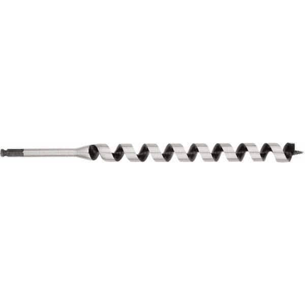 Irwin - 1-1/8", 7/16" Diam Hex Shank, 17" Overall Length with 15" Twist, Ship Auger Bit - Eagle Tool & Supply
