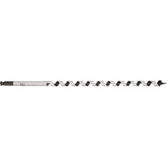 5/8″, 7/16″ Diam Hex Shank, 17″ Overall Length with 15″ Twist, Ship Auger Bit Screw Point, High Speed Steel, Bright Finish, Extendable