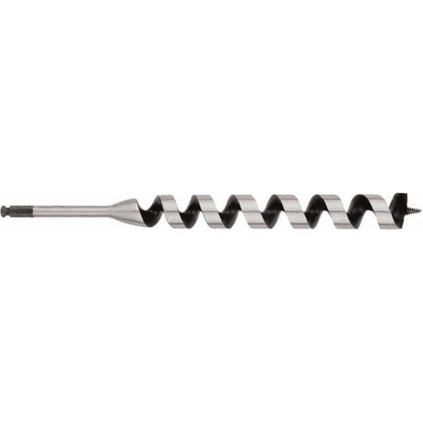 Irwin - 1-3/8", 3/8" Diam Hex Shank, 17" Overall Length with 15" Twist, Ship Auger Bit - Eagle Tool & Supply