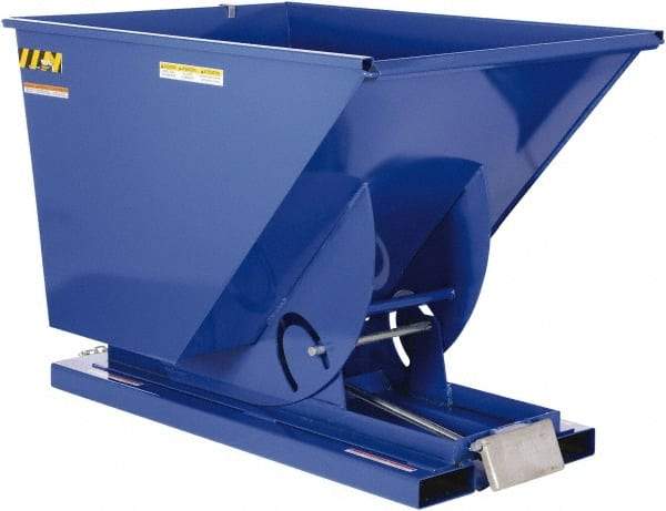 Vestil - 4,000 Lb Load Capacity, 1-1/2 Cu Yd, Steel Self-Dumping Hopper - 43-9/16" Wide x 68-3/8" Long x 51-13/16" High, Blue - Eagle Tool & Supply