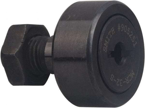 Accurate Bushing - 85mm Roller Diam x 35mm Width, 30mm Stud Diam x 63mm Length, Stud Cam Follower - Carbon Steel, 32mm Thread Length, M30x1.5 Thread, 100mm OAL, 45,000 N Dynamic Cap, 85,000 N Static Cap - Eagle Tool & Supply