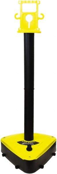 PRO-SAFE - 46-1/2" High, 3" Pole Diam, Warning Post - 55-1/4" Base Diam, Triangle Plastic Base, Black Plastic Post, For Outdoor Use - Eagle Tool & Supply
