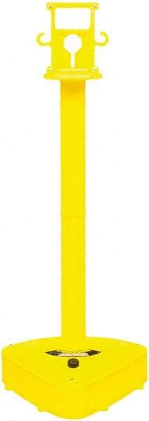PRO-SAFE - 46-1/2" High, 3" Pole Diam, Warning Post - 55-1/4" Base Diam, Triangle Plastic Base, Yellow Plastic Post, For Outdoor Use - Eagle Tool & Supply