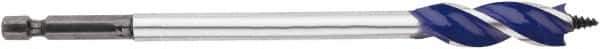 Irwin - 1/2", 1/4" Hex Shank, Bright Finish, High Speed Steel, Spade Blade Drill Bit - 2 Spurs, 6" Overall Length, 4-1/4" Shank Length, No Wire Fishing Hole - Eagle Tool & Supply