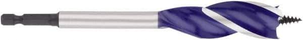 Irwin - 13/16", 1/4" Hex Shank, Bright Finish, High Speed Steel, Spade Blade Drill Bit - 2 Spurs, 6" Overall Length, 4-1/4" Shank Length, No Wire Fishing Hole - Eagle Tool & Supply