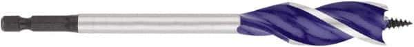 Irwin - 11/16", 1/4" Hex Shank, Bright Finish, High Speed Steel, Spade Blade Drill Bit - 2 Spurs, 6" Overall Length, 4-1/4" Shank Length, No Wire Fishing Hole - Eagle Tool & Supply