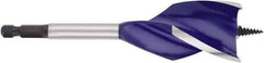 Irwin - 1.5", 1/4" Hex Shank, Bright Finish, High Speed Steel, Spade Blade Drill Bit - 2 Spurs, 6" Overall Length, 4-1/4" Shank Length, No Wire Fishing Hole - Eagle Tool & Supply